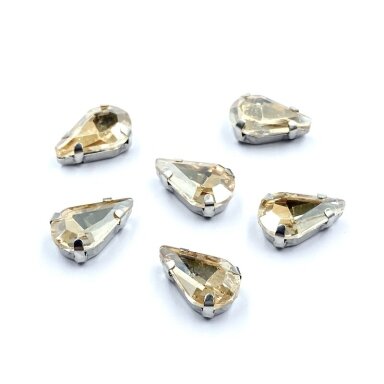 13x8mm šviesios dūminės sp. kristalai sidabro sp. rėmeliuose, 6vnt.