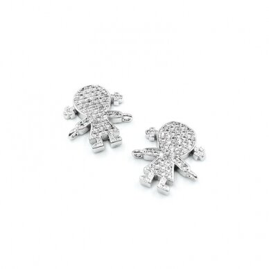 13x15mm sidabro sp. nerūdijančio plieno intarpas su cirkoniais mergaitė, 1vnt. 13x15mm sidabro sp. nerūdijančio plieno intarpas su cirkoniais mergaitė, 1vnt.