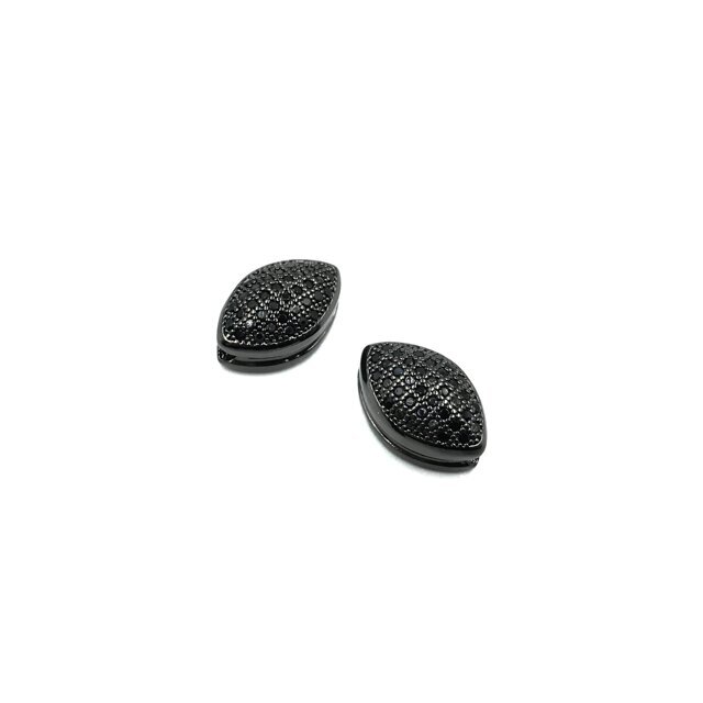 13x8mm juodintos sp. nerūdijančio plieno intarpas su cirkoniais, 1vnt.