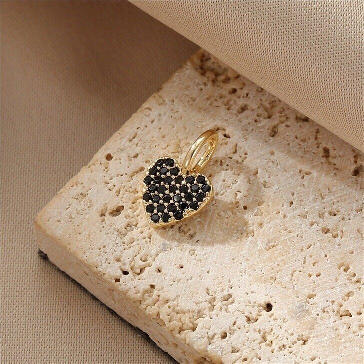 13x8mm 14k aukso sp. nerūdijančio plieno pakabukas širdis, 1vnt.