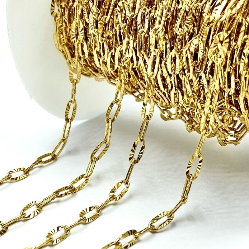 4mm 14K aukso sp. nerūdijančio plieno lituota grandinėlė, 1m