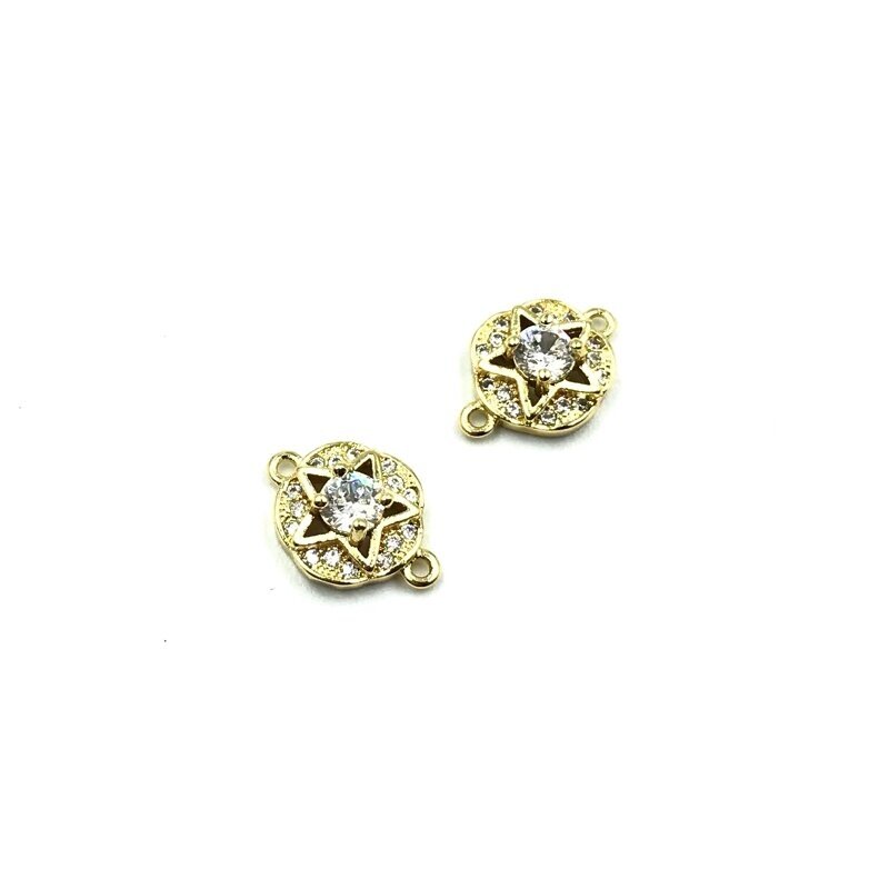 13x10mm aukso sp. nerūdijančio plieno pakabukas su cirkoniais, 1vnt.