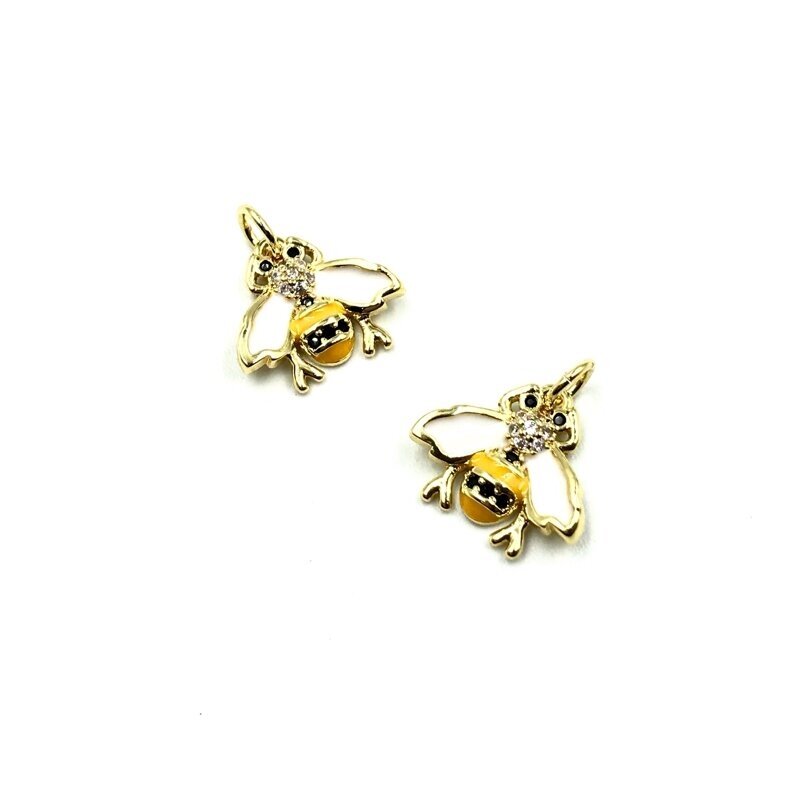 13x15mm aukso sp. nerūdijančio plieno pakabukas su cirkoniais bitė 1vnt.