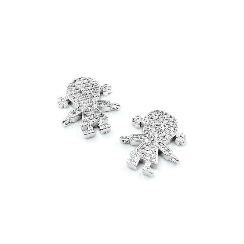 13x15mm sidabro sp. nerūdijančio plieno intarpas su cirkoniais mergaitė, 1vnt. 13x15mm sidabro sp. nerūdijančio plieno intarpas su cirkoniais mergaitė, 1vnt.