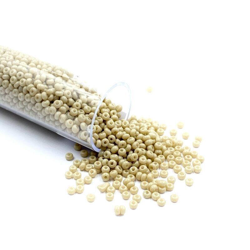 1,3x2mm kreminės sp. biserio karoliukai, ±12g