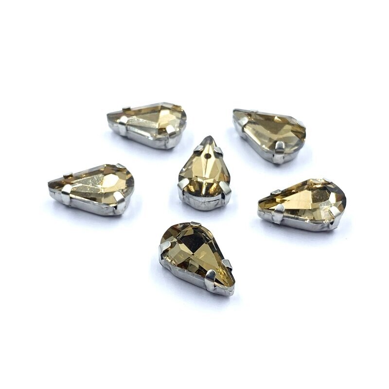 13x8mm dūminės sp. kristalai sidabro sp. rėmeliuose, 6vnt.