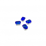 14x10mm mėlynos AB sp. kristalai sidabro sp. rėmeliuose, 4vnt.