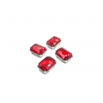 18x13mm raudonos sp. kristalai sidabro sp. rėmeliuose, 4vnt.