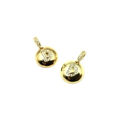 14mm aukso sp. nerūdijančio plieno pakabukas su cirkoniais D raidė, 1vnt. 14mm aukso sp. nerūdijančio plieno pakabukas su cirkoniais D raidė, 1vnt.