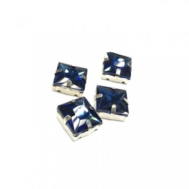 14mm indigo sp. kristalai sidabro sp. rėmeliuose, 4vnt