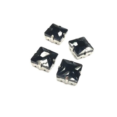 14mm juodos sp. kristalai sidabro sp. rėmeliuose, 4vnt