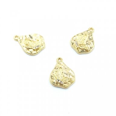 14x10mm 14k aukso sp. nerūdijančio plieno pakabukas drugelis, 1vnt.