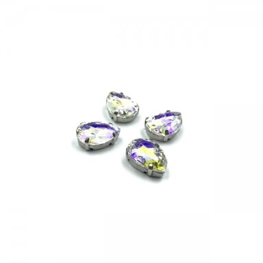18x13mm crystal AB sp. kristalai sidabro sp. rėmeliuose, 4vnt.