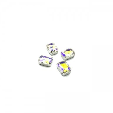 14x10mm crystal AB sp. kristalai sidabro sp. rėmeliuose, 4vnt.