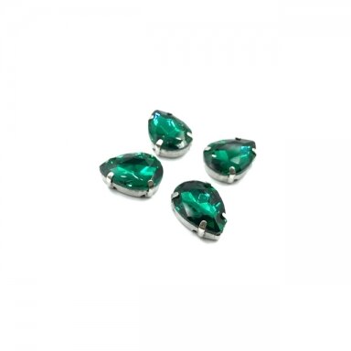 18x13mm Emerald sp. kristalai sidabro sp. rėmeliuose, 4vnt.