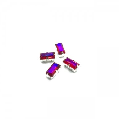 10x5mm Fuchsia sp. kristalai sidabro sp. rėmeliuose, 4vnt.