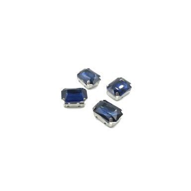 14x10mm indigo sp. kristalai sidabro sp. rėmeliuose, 4vnt.