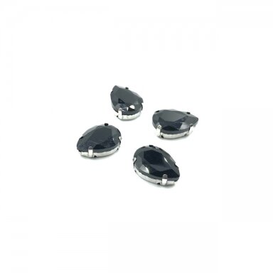 18x13mm juodos sp. kristalai sidabro sp. rėmeliuose, 4vnt.