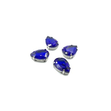 18x13mm mėlyna sp. kristalai sidabro sp. rėmeliuose, 4vnt.