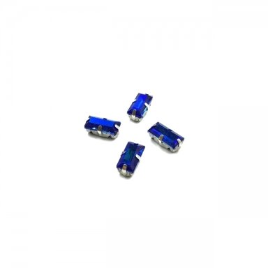 10x5mm mėlynos AB sp. kristalai sidabro sp. rėmeliuose, 4vnt.