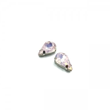 13x8mm mėnulio rožinės sp. kristalai sidabro sp. rėmeliuose, 2vnt.
