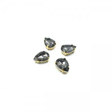 14x10mm pilkos sp. kristalai aukso sp. rėmeliuose, 4vnt.