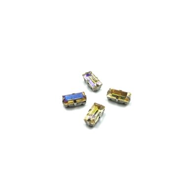 10x5mm Silk AB sp. kristalai sidabro sp. rėmeliuose, 4vnt.