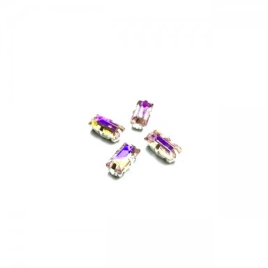 10x5mm švelnios rožinės AB sp. kristalai sidabro sp. rėmeliuose, 4vnt.