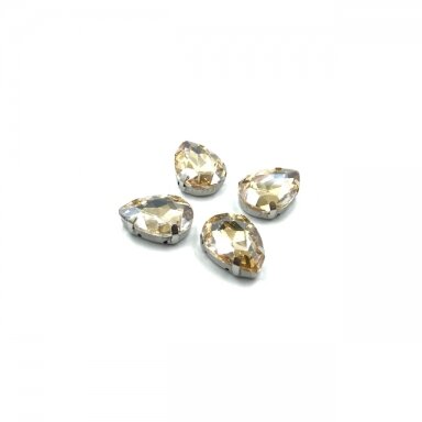 18x13mm šviesios dūminės sp. kristalai sidabro sp. rėmeliuose, 4vnt.