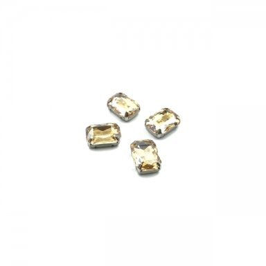 14x10mm šviesios dūminės sp. kristalai sidabro sp. rėmeliuose, 4vnt.