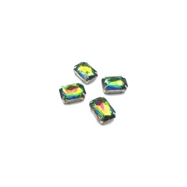 14x10mm Vitrail sp. kristalai sidabro sp. rėmeliuose, 4vnt.