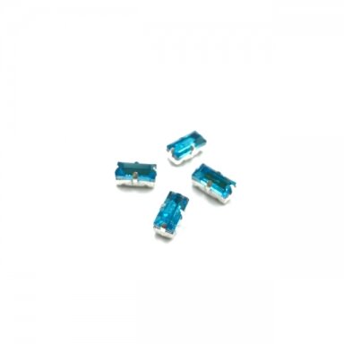 10x5mm žydros sp. kristalai sidabro sp. rėmeliuose, 4vnt.