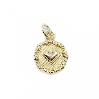 14x11mm 14k aukso sp. nerūdijančio plieno pakabukas širdis, 1vnt.