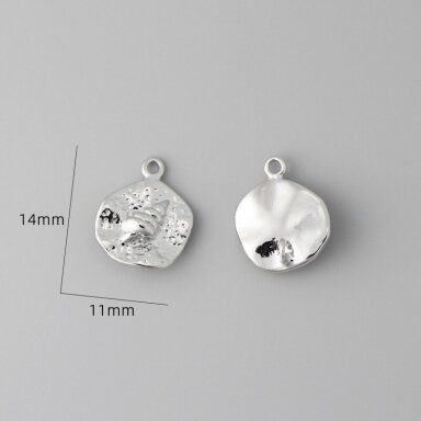 14x11mm platinos sp. nerūdijančio plieno pakabukas kriauklė, 1vnt.