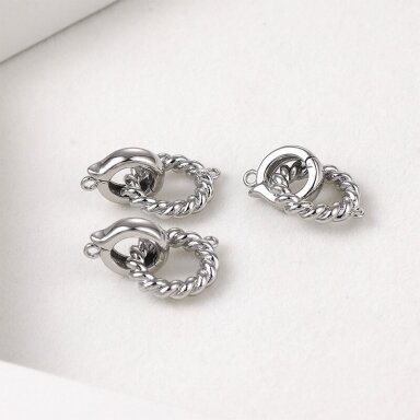14x11mm platinos sp. nerūdijančio plieno užsegimas su žiedeliu, 1vnt. 14x11mm platinos sp. nerūdijančio plieno užsegimas su žiedeliu, 1vnt.