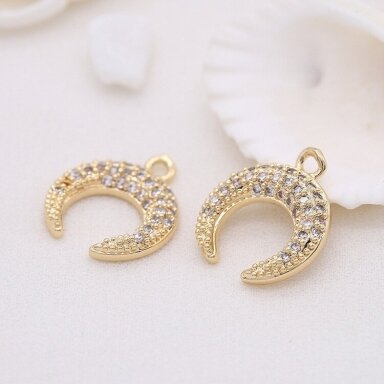 14x12mm 14k aukso sp. nerūdijančio plieno pakabukas mėnulis, 1vnt.