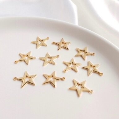 14x13mm 14k aukso sp. nerūdijančio plieno pakabukas žvaigždė, 2vnt. 14x13mm 14k aukso sp. nerūdijančio plieno pakabukas žvaigždė, 2vnt.