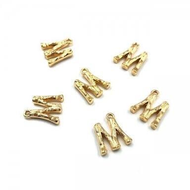 14x13mm rausvo aukso sp. nerūdijančio plieno pakabukas M raidė, 2vnt.