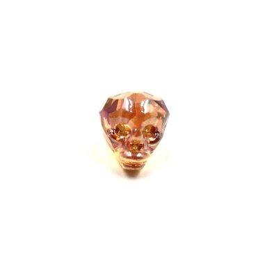 14x13mm oranžinės AB sp. stiklo karoliukas kaukolė, 1vnt.