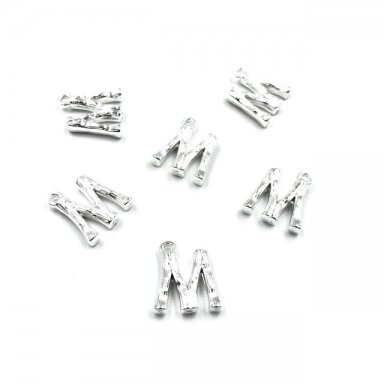 14x13mm sidabro sp. nerūdijančio plieno pakabukas M raidė, 2vnt.