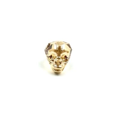 14x13mm šviesios dūminės sp. stiklo karoliukas kaukolė, 1vnt.