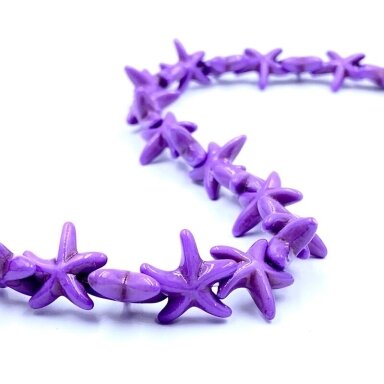 14x14mm violetinės sp. jūros žvaigždės formos hovlitas, 40cm juosta 14x14mm violetinės sp. jūros žvaigždės formos hovlitas, 40cm juosta