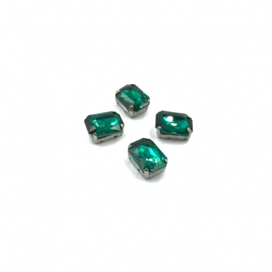 14x10mm Emerald sp. kristalai sidabro sp. rėmeliuose, 4vnt.