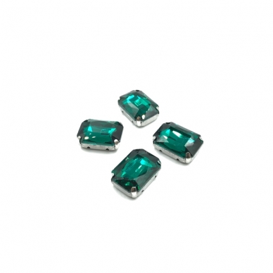 18x13mm Emerald sp. kristalai sidabro sp. rėmeliuose, 4vnt.