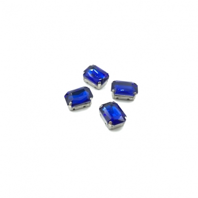 14x10mm mėlyna sp. kristalai sidabro sp. rėmeliuose, 4vnt.