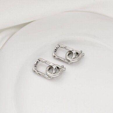 14x11mm platinos sp. nerūdijančio plieno užsegimas su žiedeliu, 1vnt. 14x11mm platinos sp. nerūdijančio plieno užsegimas su žiedeliu, 1vnt.
