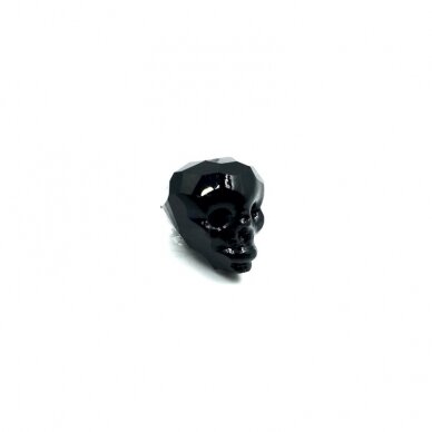 14x13mm juodos sp. stiklo karoliukas kaukolė, 1vnt. 1