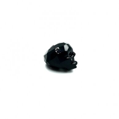 14x13mm juodos sp. stiklo karoliukas kaukolė, 1vnt. 2