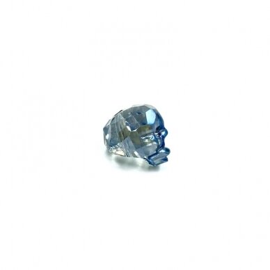 14x13mm melsvos sp. stiklo karoliukas kaukolė, 1vnt. 1