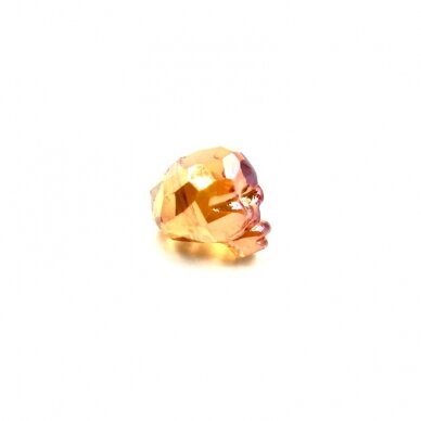 14x13mm oranžinės AB sp. stiklo karoliukas kaukolė, 1vnt. 2
